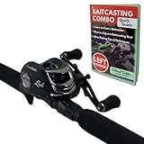 Tailored Tackle (Left Handed Bass Fishing Rod Reel Baitcasting Combo 7 Ft 2 -Piece | Casting Rods Power: Med. Heavy Fast Action | 7 BB Baitcast Gear Ratio - 6.3:1 | Baitcaster Pole