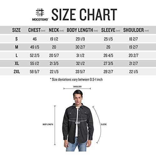 Mocotono Men's Heavyweight Cotton Canvas Flannel Lined Shirt Jacket, Dark Coffee Large #TOP6
