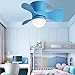YUNLONG Reversible Ventilador Techo con Luz Y Mando A Distancia Silencioso 6 Velocidades Lamparas Ventilador De Techo Salon Moderno LED Regulable Ventilador Techo con Luz Infantil Dormitorio,Azul