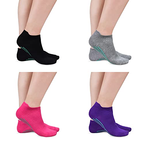 Non Slip Yoga Socks For Women 4 Pairs, Pilates, Yoga, Pure Barre, Ballet, Dance, Barefoot Workout #TOP10