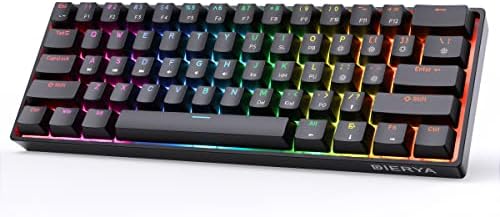 DIERYA DK61E 60% Mechanical Gaming Keyboard, RGB Backlit Wired PBT Keycap Waterproof Type-C Mini Compact 61 Keys Computer Keyboard with Full Keys Programmable (Gateron Optical Brown Switch)