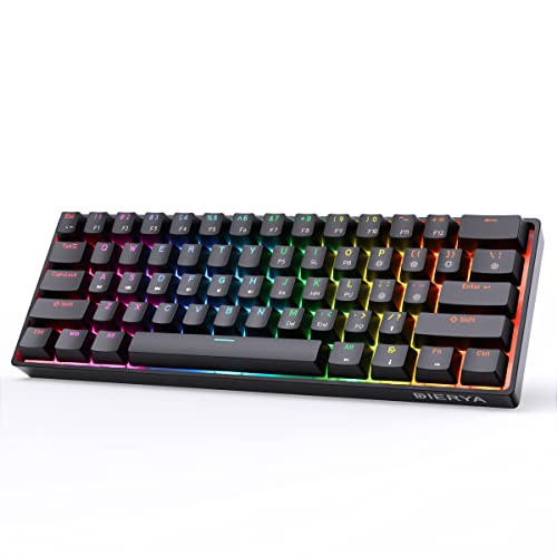 Dierya DK61E 60% mechanische Gaming-Tastatur, RGB-hintergrundbeleuchtete kabelgebundene PBT-Tastaturkappe wasserdichte Hot-Swap-fähige kompakte Computertastatur(Blauer Schalter) QWERTY Layout