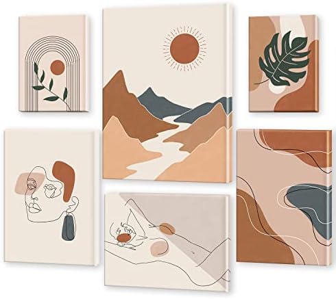 Eptbsdu Boho Wall Art, Set of 3 Boho Posters Minimalist Geometric Sun Canvas Boho Wall Decor| Abstract Line Art | Mid Century Modern Art Print for Living Bedroom Kitchen Office Decoration, 12x16In
