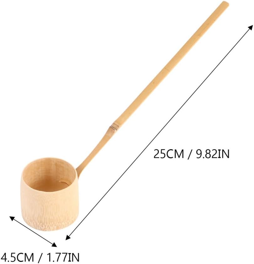 MAGICLULU Bamboo Tea Spoon 9.84In Long Handle Japanese Water Ladle Wooden Matcha Dipper for Tea Ceremony Kitchen and Garden Use