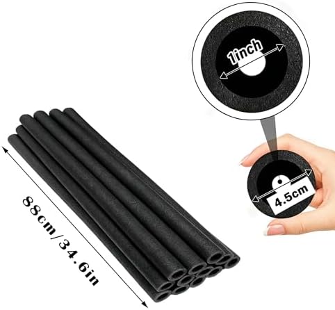 Trampoline Pole Foam Sleeves,12Pcs Pole Covers Replacement 88cm Length Waterproof Round Tube Protective Trampoline Spring Cover Padding, Foam Tubing Protective Trampoline Net Pole (Black) - 4