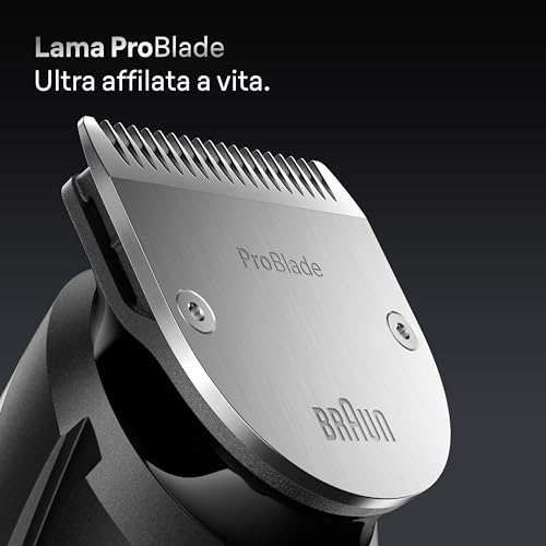 Braun Regolabarba Uomo Series 7, +12 Strumenti Da Barbiere, Lama ProBlade Affilata a Vita, Fino A 120 Minuti Di Autonomia, Selettore Di Precisione Con 40 Lughezze E Blocco, BT7545, Grigio - Immagine 2
