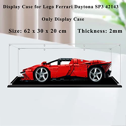 Hosdiy Acrylique Vitrine pour (Ferrari Daytona sp3) Modèle - Vitrine Présentoirs Compatible avec Lego 42143 (Seul Vitrine, sans Modèle)