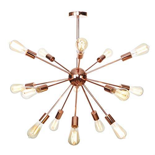 Lustre Spoutnik en or rose avec ampoules incluses pour salon