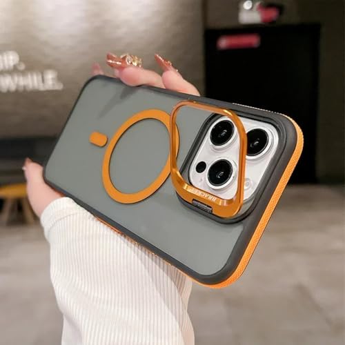 Coque protection magnétique iPhone 16 Pro orange pour vidéo mains libres