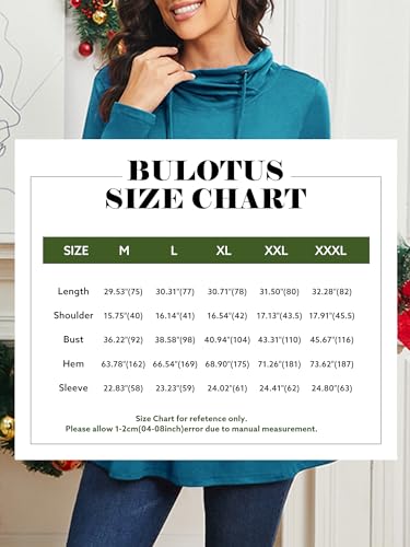 Bulotus Fall Sweaters for Women 2025 Cowl Neck Asymmetrical Long Tunics for Leggings Vacation Travel Tops with Pockets