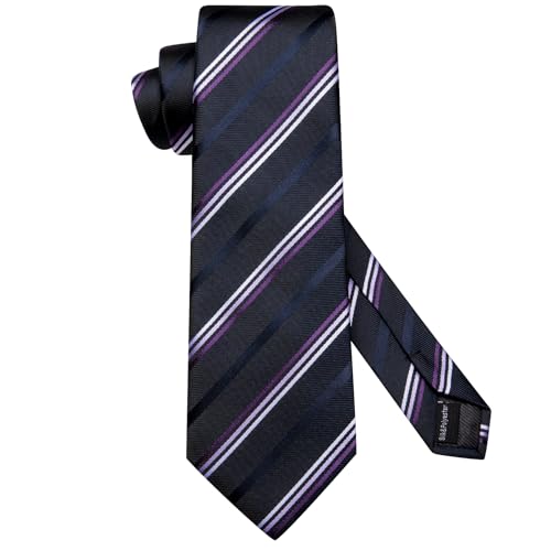 Image of Dubulle Mens Paisley Floral Silk Tie for Men Striped Necktie and Pocket Square Cufflinks Set Wedding Business