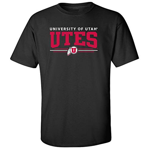 CornBorn University of Utah Utes Shirt - Utah Tshirts - 3 Stripe Logo - Black - Large