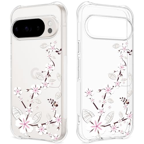 Coque Pixel 10 Pro XL antichoc en TPU mince et flexible à motif floral