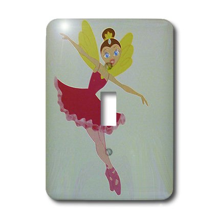 Interrupteur fée ballerine jaune et rose, une idée de cadeau utile pour une chambre de fille