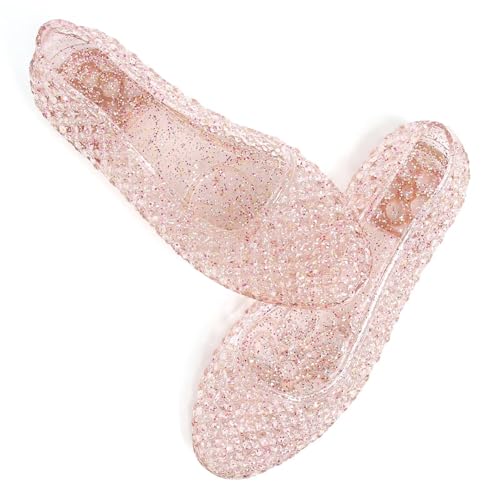 Image of Stunner Women Beach Jelly Shoes Slip On Crystal Summer Hollow Ballet Flats | Summer Cool PVC Breathable Outdoor Indoor Dressy Flat Sandals for Holiday Shopping Spa Swimming Pool