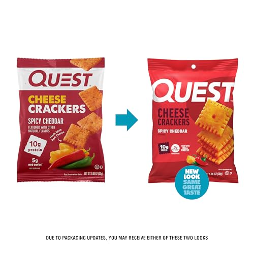 Quest Nutrition Cheese Crackers, Spicy Cheddar Blast, 10g of Protein, Low Carb, Made with Real Cheese, 12 Count (1.06 oz bags) image 2