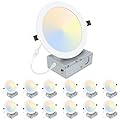 LZHOME 12 Pack 8 Inch LED Recessed Lighting with Junction Box Ultra-Thin, 3000K/4500K/6000K Selectable, 8" Dimmable Canless LED Downlight, 1800LM CRI80 High Brightness 5%-100% Recessed Light