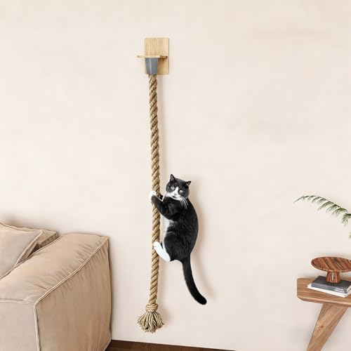 Cuerda para escalar gato montada en pared de sisal natural miniatura 2