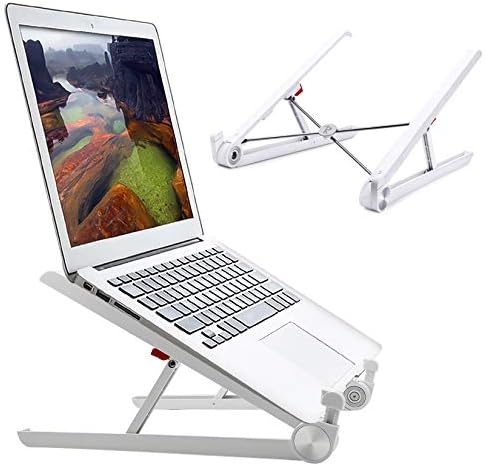 RioRand Portable Laptop Desk Stand Foldable, Ergonomic Computer Stand Cooling Pad, Ventilated Laptop Riser Compatible with MacBook Pro Air, Notebook, Lenovo, Dell, More 10-16” Laptops