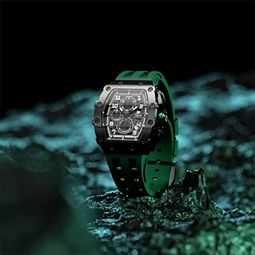 Image of TSAR BOMBA Mens Luxury Watch Watches for Men 50M Waterproof Japanese Quartz Movement Tonneau Stainless Steel Case Sapphire Glass with Chronograph Date Function Cool Unique Fashion Gift