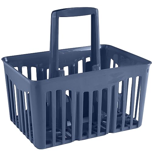 Porte-bouteilles en plastique bleu avec poignée de transport pour 6 bouteilles de 1 litre – Panier de transport pour bouteilles d'eau, bouteilles de bière,...