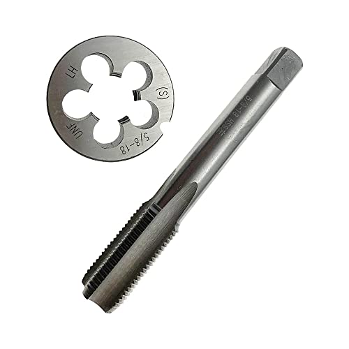 5/8-18 Tap Die Set LH Left Hand 5/8x18 Tap Die Straight Fluted Machine Tool, 5/8 x 18 Tap and Round Die Machine Screw LH 5/8-18 Threading Tool 5/8-18 Thread Tap