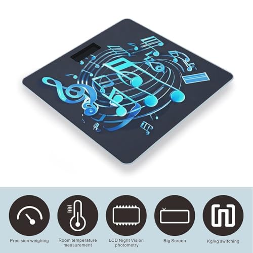 Báscula digital de baño Blue Musical Notes de alta precisión miniatura 3