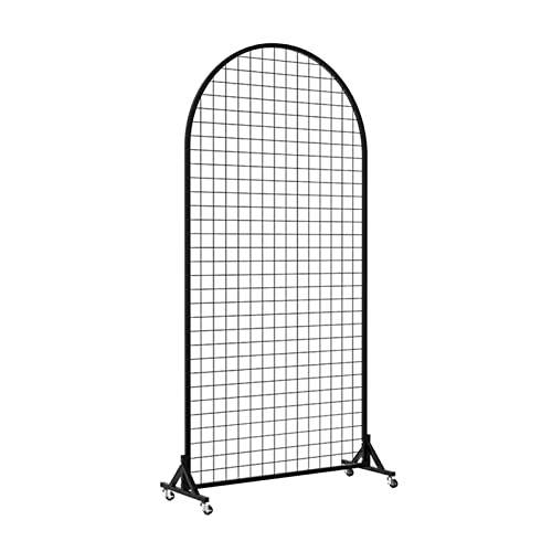 UWYTGF Grid Wall Panel Display Rack,Gridwall Panel Tower with Movable Wheels,Floorstanding Exhibit Kit,Balcony Shop Office Decorative Screen Partition,Home Retail Shopfitting,Black,60X160Cm
