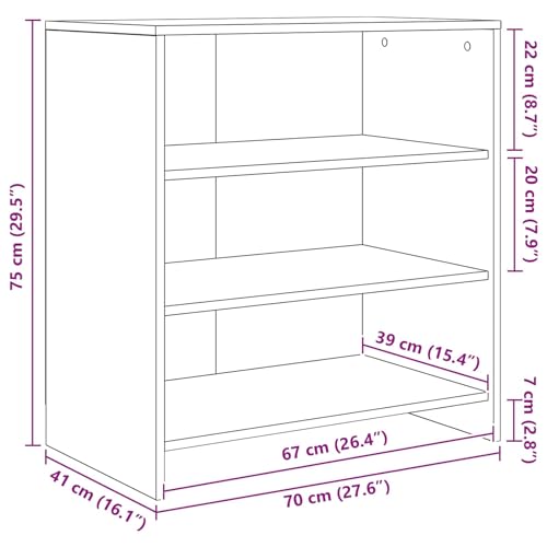 Aparador de madera recuperada de 70x41x75 cm moderno con 4 puertas para salon 3