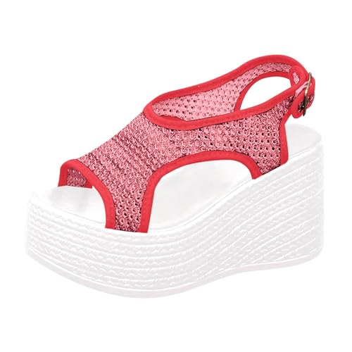 Sandalias para mujer con suela gruesa, sandalias de punta abierta con plataforma vintage, antideslizantes, sandalias bajas y medianas, sandalias deportivas = zapatos de mujer para interior y exterior