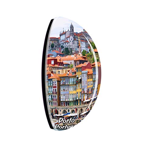 Imán decorativo de cristal 3D para nevera ciudad Porto miniatura 2