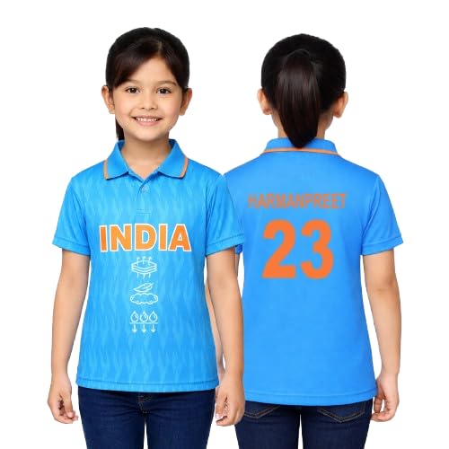 Kids Boys Girls Team India Cricket T-Shirt | Half Sleeves Tshirt for Kids Boys | Solid Sport India Jersey| World Cup India Blue Jersey-picture-38
