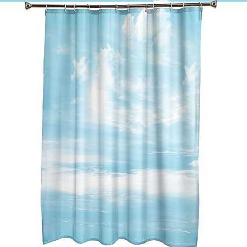 Rideau de douche 150x200cm polyester bleu et blanc KnSam - 7