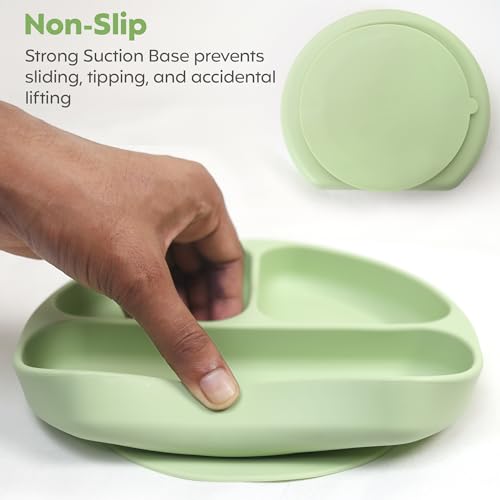 Image of a baby cherry - Suction Plates for Baby & Toddler | Silicone Plates for Babies | BPA Free | Divided Plate for Kids Self Feeding 6~24 Months Set of 2