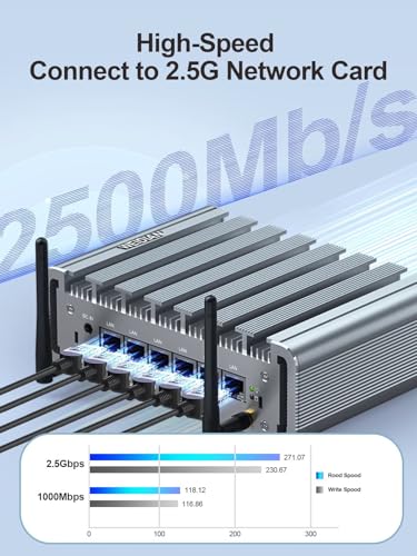Image of WEIDIAN Fanless PC 2.5GbE, Micro Firewall Appliance 6 I225-V 2.5GbE NIC Ports, Network Gateway Soft Router Mini Computer, Celeron J4125, AES-NI, Auto Power On, RTC, VESA(8GB RAM 128GB SSD)
