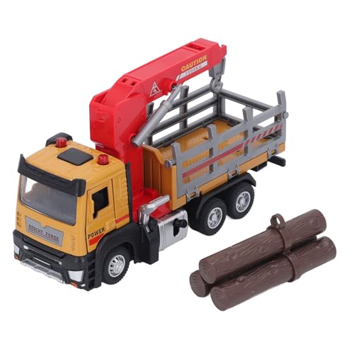 Yscryptoline 1:32 Grúa de transporte de madera de aleación, simulación de camión de madera con luz y sonido para niños pequeños, juguete de grúa de carga de fundición a presión realista para niños y