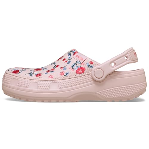 Image of Crocs Unisex-Adult Classic Crafted Canvas Clogs for Men and Women, Floral Cotton Candy, 15 Women /13 Men