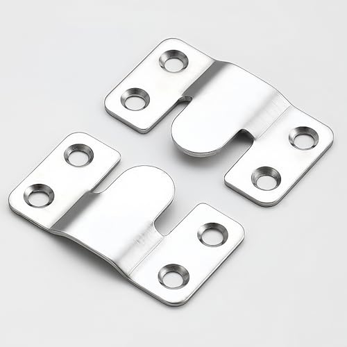 Image of 8 Pieces Z Clip Interlocking Bracket - Wall Flush Mount Picture Hanging Bracket Heavy Duty Photo Frame Hanger Stainless Steel 4 Hole DisplayBoard Hanging Buckle (4 Pairs)