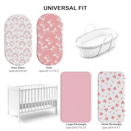 Image of Baby Bassinet Sheets for Baby Boy Girls,4-Pack Fitted Bassinet Sheets Set Compatible with Halo Bassinest Swivel Sleeper,Baby Delight,Angelbliss,32 inchX16 inch (Pink Collection)