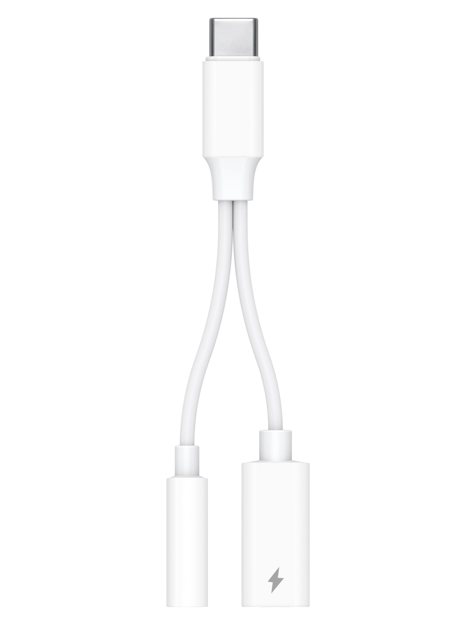 Photo 1 of USB-C to 3.5mm Headphone and Charger Adapter - 384kHz Hi-Res Audio & 60W Fast Charging 2-in-1 Dongle - Type C to Aux Cable Cord for iPhone 17 16 15 Galaxy S26 S25 S24 S23 S22 Pixel iPad (White)
