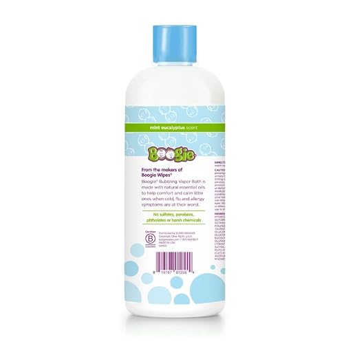 Kids Botanical Bubble Bath by Boogie, Soothing Vapor Bubble Bath, Made with Plant and Oat Extracts, Natual Essential Oils, Mint Eucalyptus, 18 oz, Pack of 2