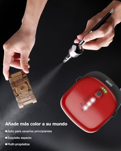 Miniatura 6 de Oasser Mini Kit Aerógrafo Con Compresor Portable Profesional Airbrush Con Doble Acción 1000mah Batería De Litio Recargable Juego De Pistola Con Compresor Para Pintura Artística Uña
