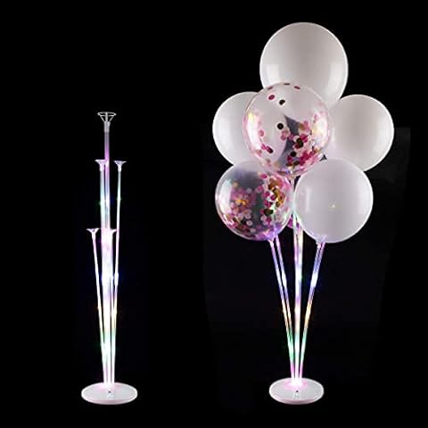Wisolt 2 Pcs LED Balloon Stand Kit , Table Balloon Stick Holder with Balloon Cups for Birthday , Wedding , Anniversary , Baby Shower Party Decoration(Color Light) Cover