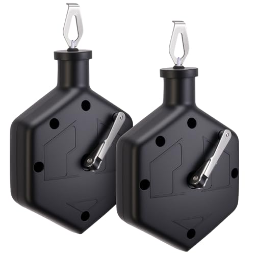 RUBII 2 Pcs 100Ft Chalk Line Reel Box, Portable Chalk Reel with Carabiner, Black Chalks Line Tool for Construction Carpentry Projects Drawing Straight, 6 Locking Positions