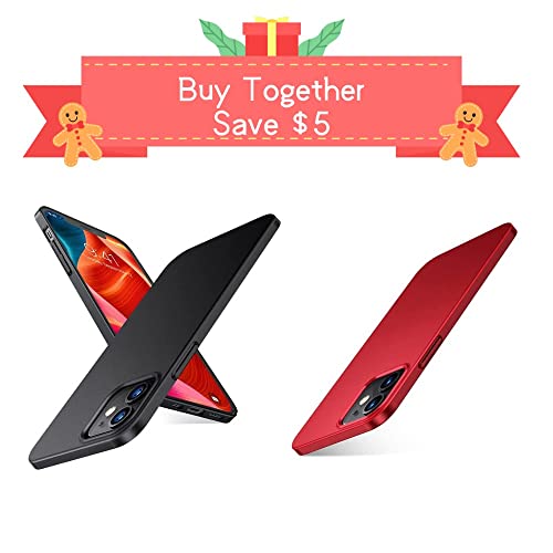TORRAS [Upgrade Warranty][1 red + 1 Black] Slim Fit iPhone 12 Mini Case