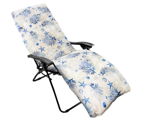 CHELY INTERMARKET Cojín Acolchado 180x55x8cm Mar Azul Exterior Tumbonas Sillas Jardín Terraza Cómodo Poliéster Respaldo Largo Palets Reclinables Sujeción Elástica Vacaciones