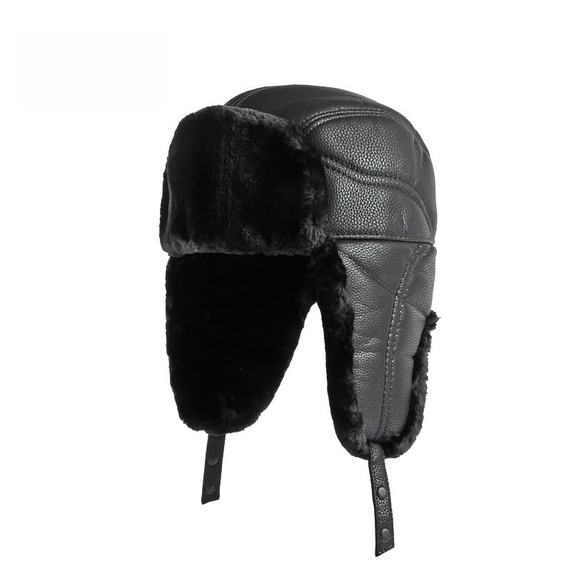 Chapka homme et femme en cuir style bomber pour le ski