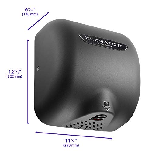 Xlerator Excel Dryer Xl-Gr 1.1N High Speed Commercial Hand Dryer, Graphite Textured Cast Cover, Automatic Sensor, Surface Mounted, Noise Reduction Nozzle, Leed Credits 6.2 Amps 208/277V (2 Pack) #TOP1