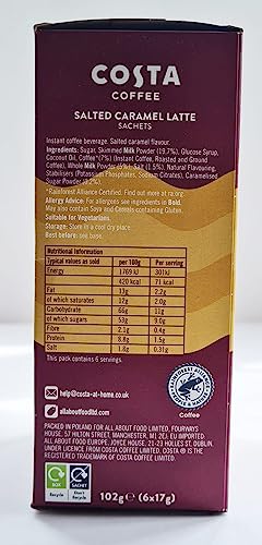 Costa Coffee Salted Caramel Latte 6 satchets X 17g (5 Pack)