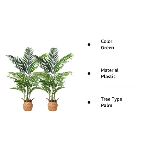 Ferrgoal Artificial Areca Palm Plants 4.5Ft Fake Dypsis Lutescens Tree With 15 Trunks In Pot And Woven Seagrass Belly Basket Perfect Faux Plant For Home Indoor Outdoor Office Modern Decor Green 2Pc #TOP6